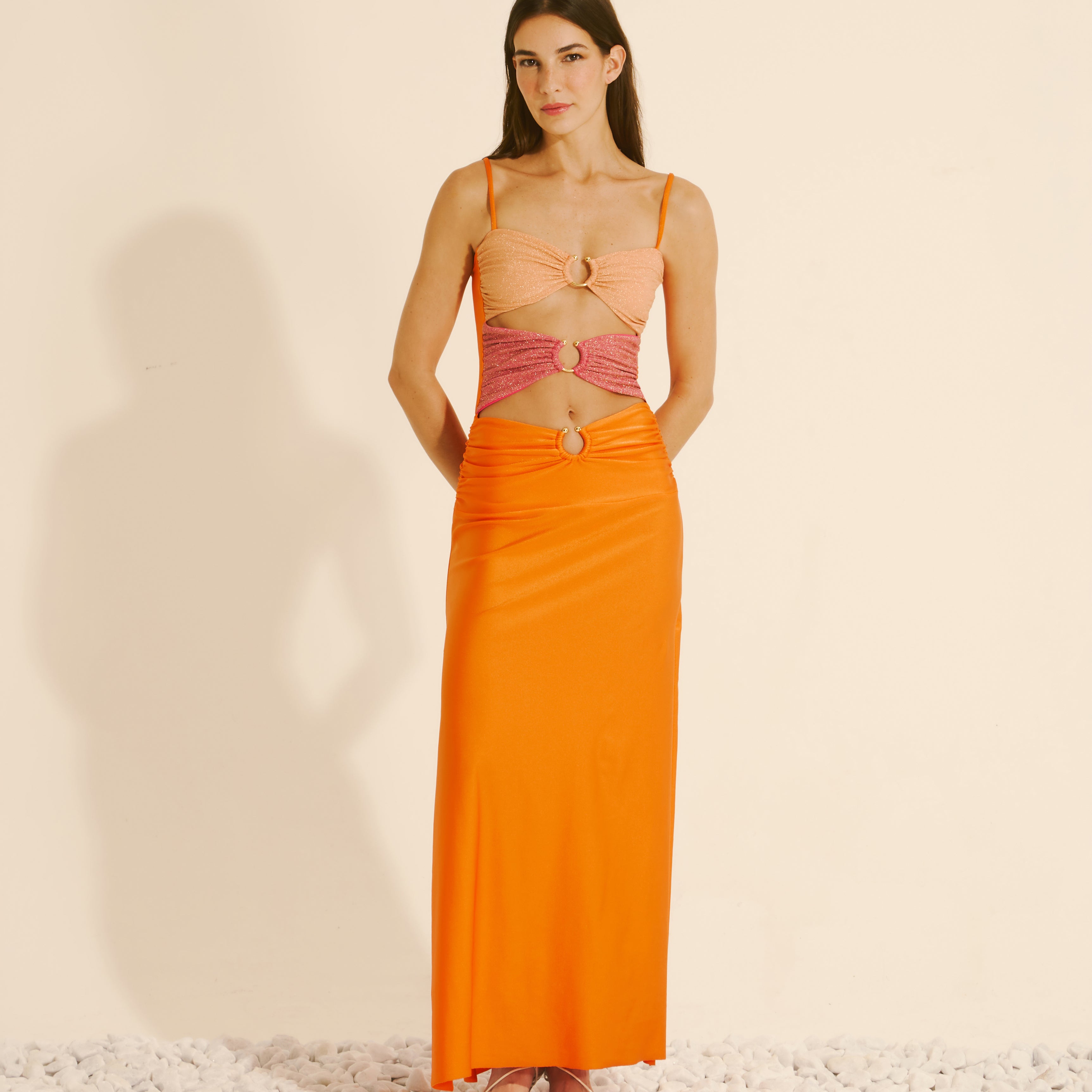 Vestido Turim Shine Tangerina