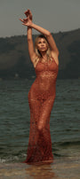 Vestido Trancoso Longo Tela Conhaque