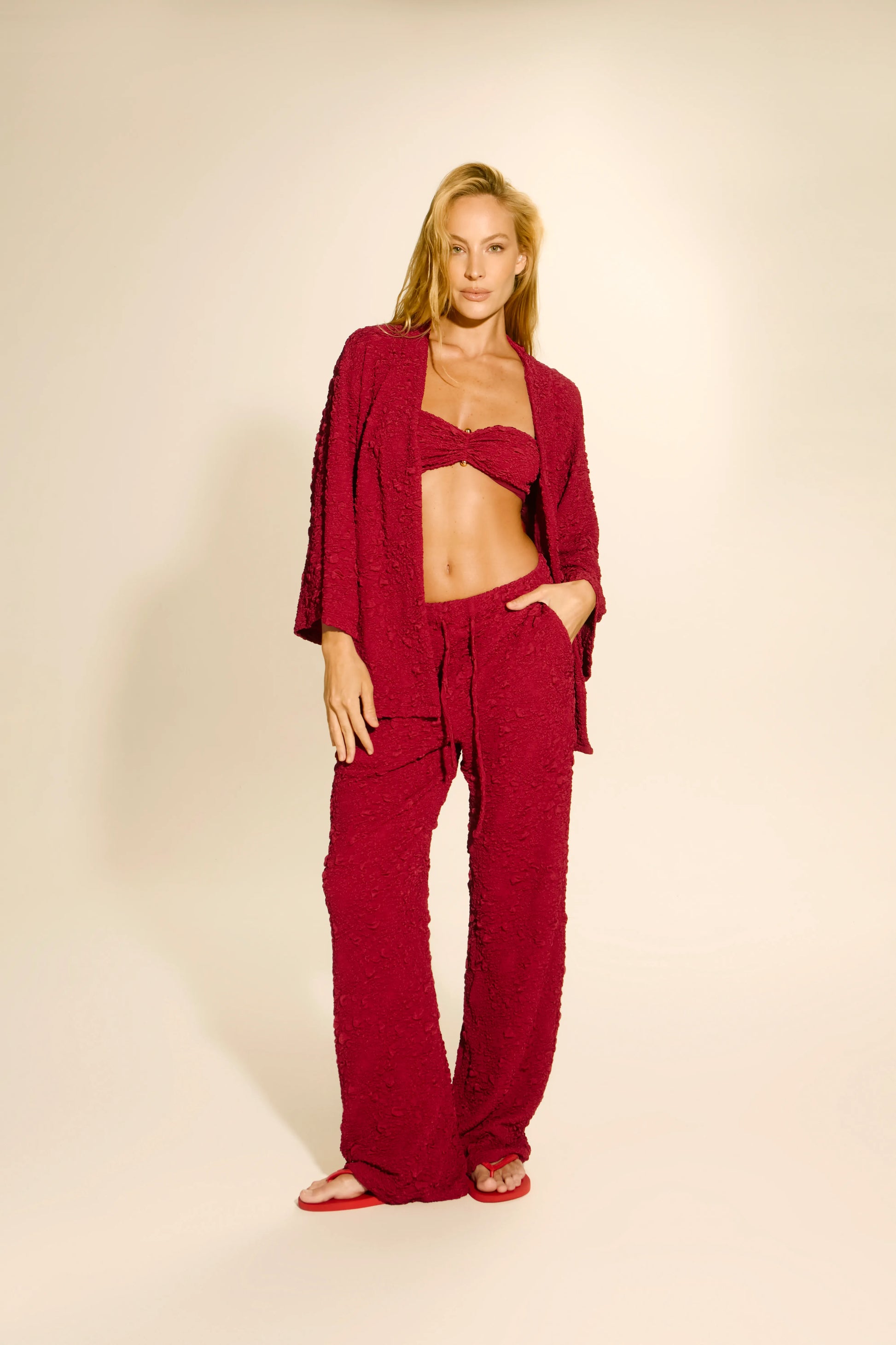 Kimono Rio Textura Carmin