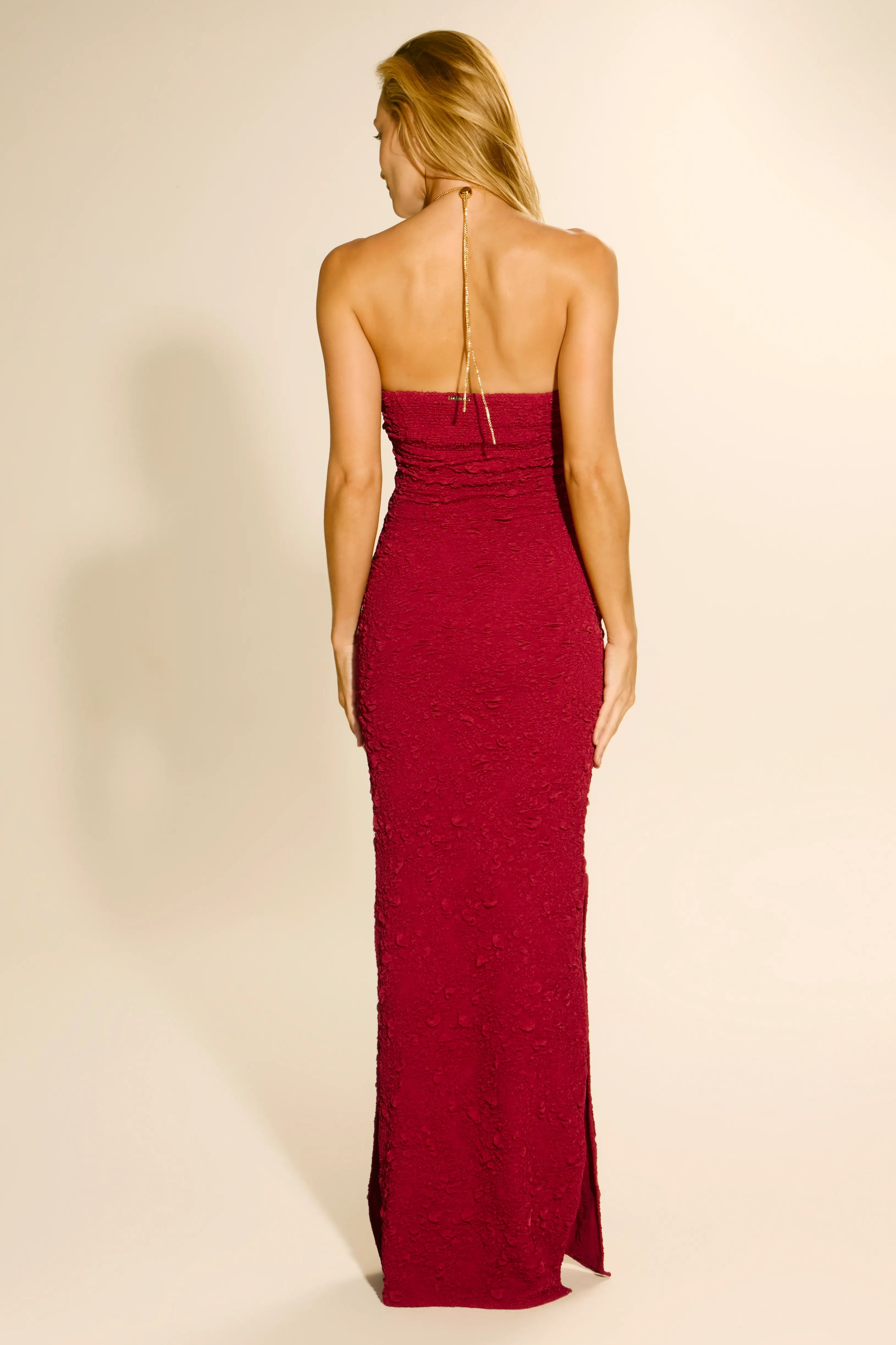 Vestido Mia Corrente Textura Carmin