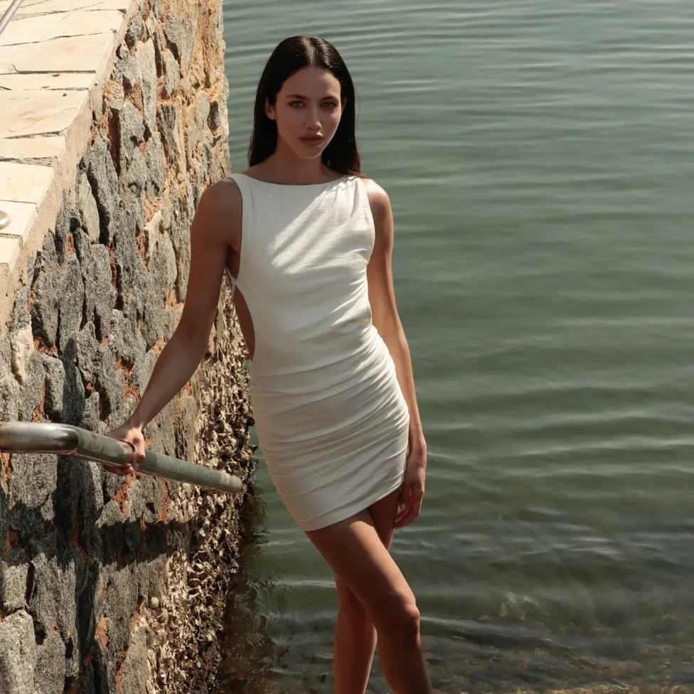 Vestido Bossa Gold Off White