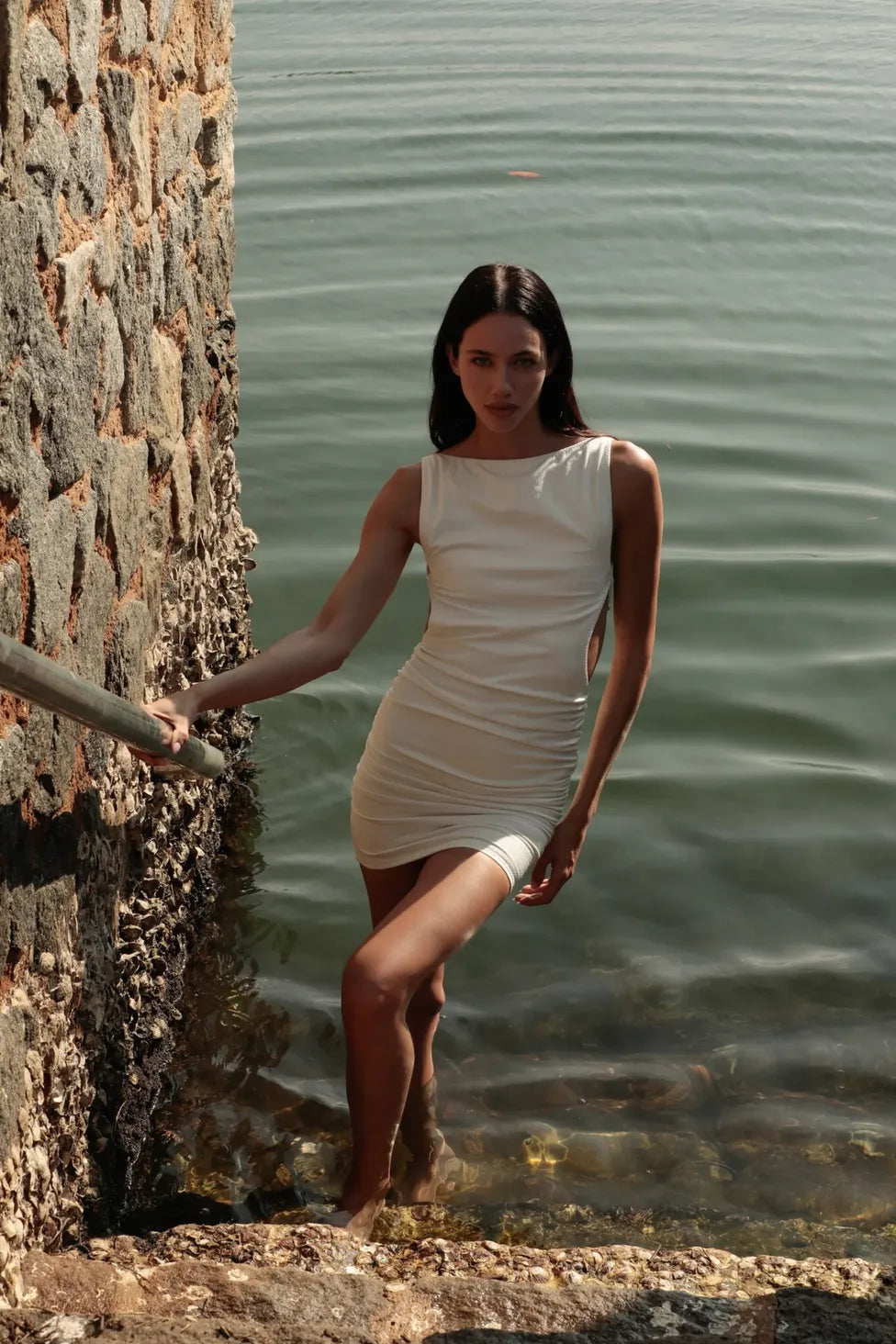 Vestido Bossa Gold Off White