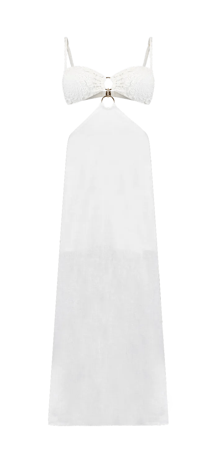 Vestido Rio Longo Textura Off White