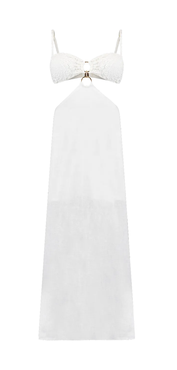 Vestido Rio Longo Textura Off White
