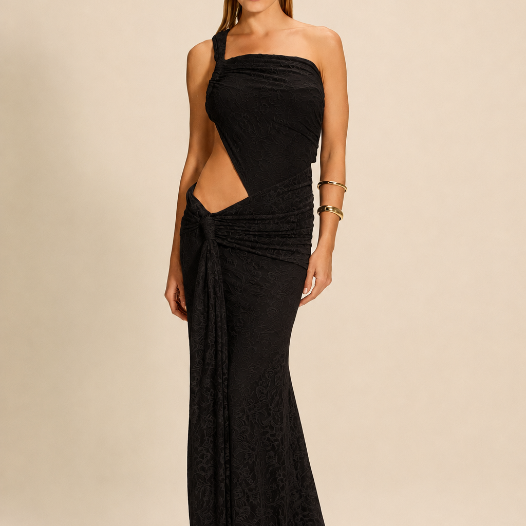 Vestido Longo Cosmo Renda Preto