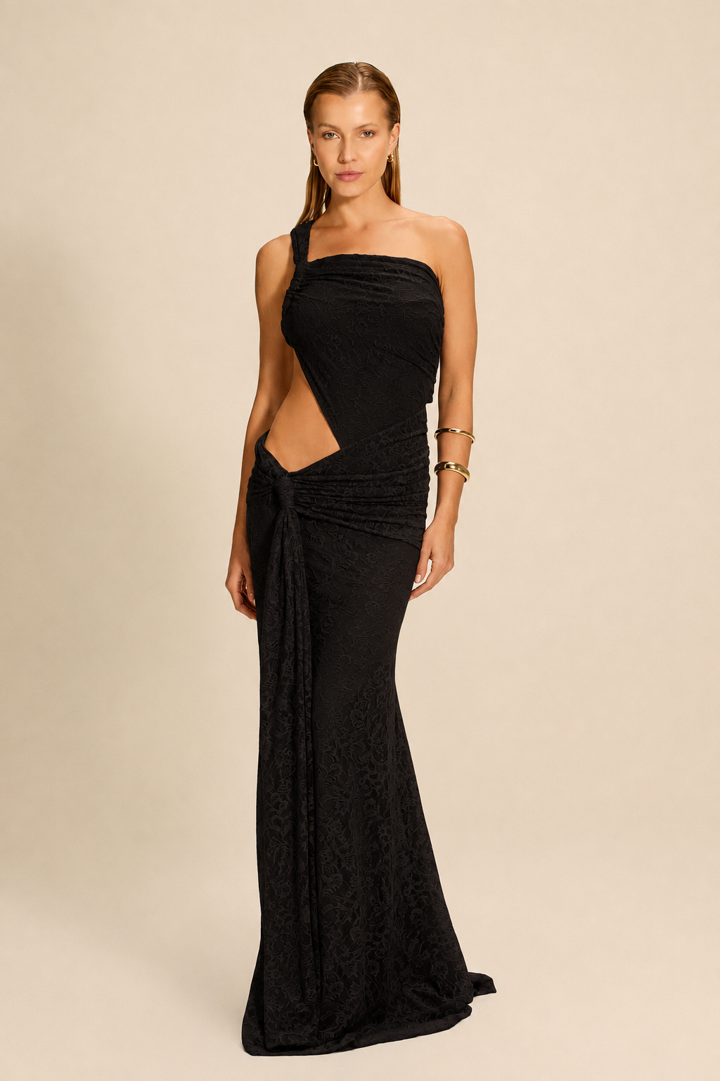 Vestido Longo Cosmo Renda Preto