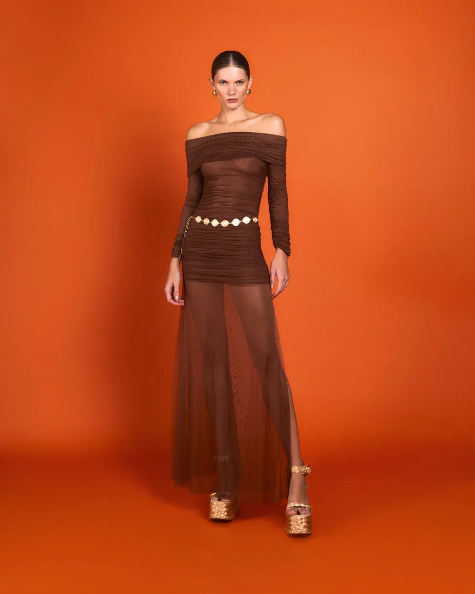 Blusa Eloá Tule Cappuccino