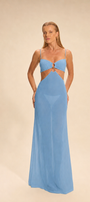 Vestido Rio Longo Textura Celeste