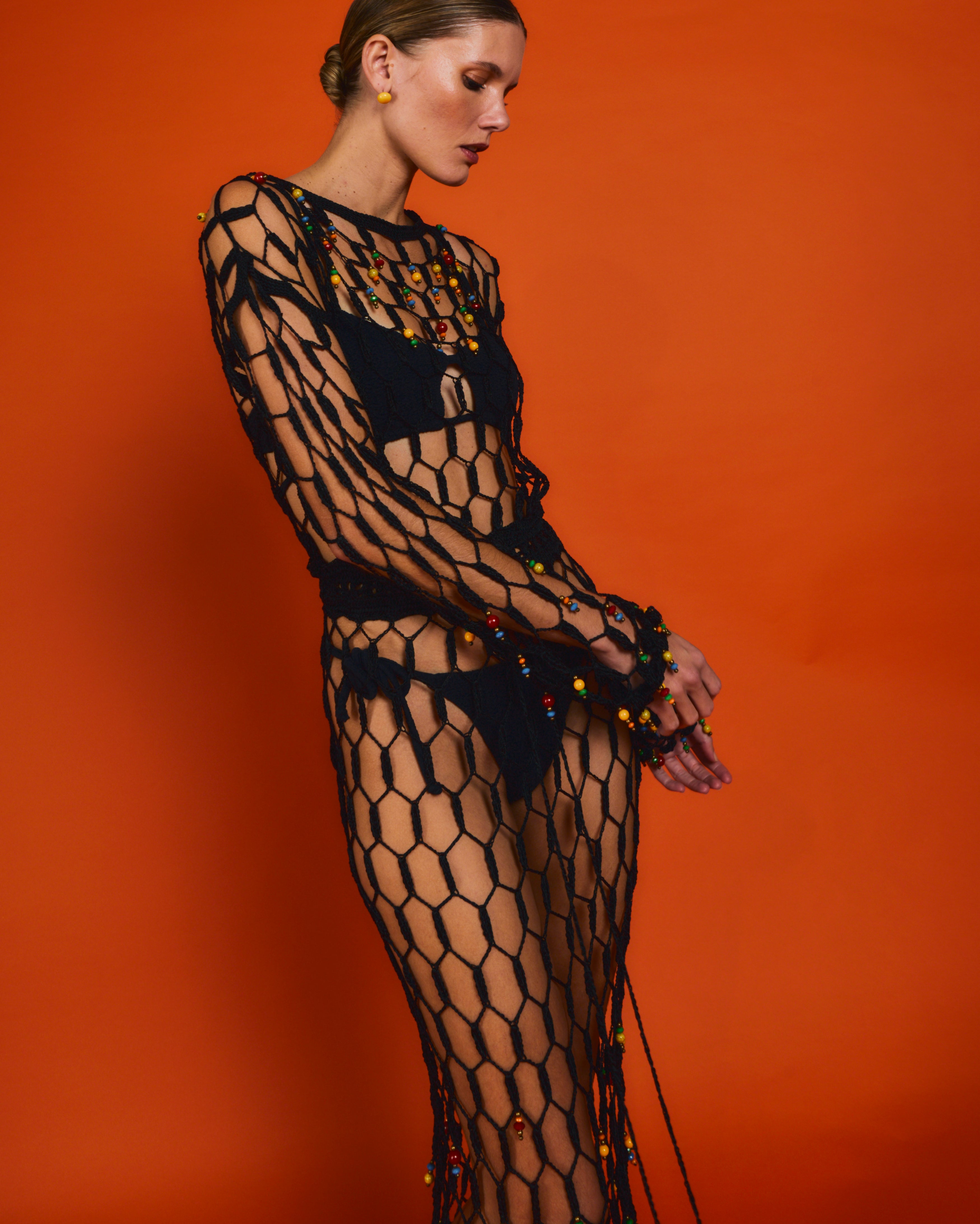 Vestido Clara Crochê Bordado Preto
