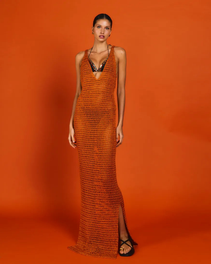 Vestido Kalina Crochê Páprica