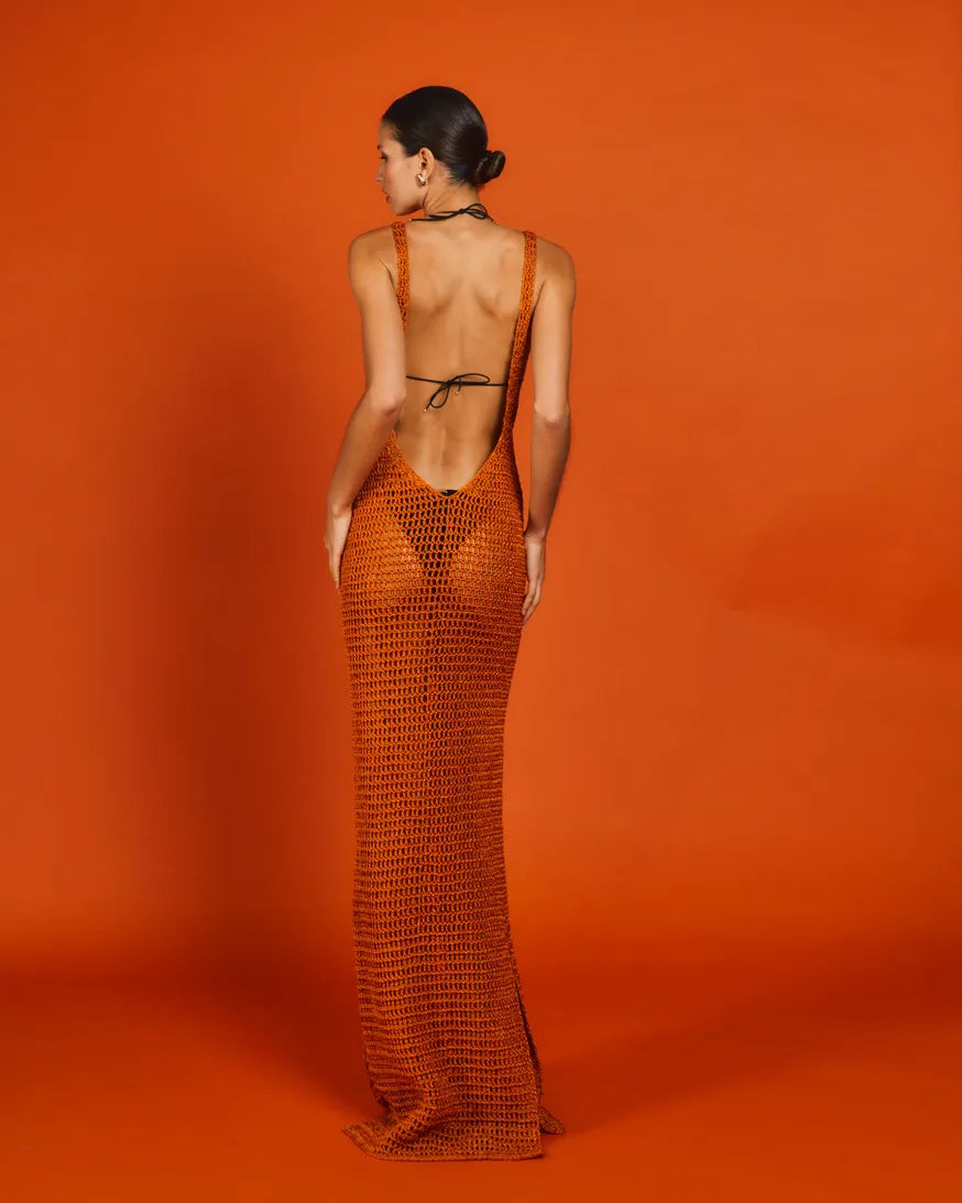 Vestido Kalina Crochê Páprica