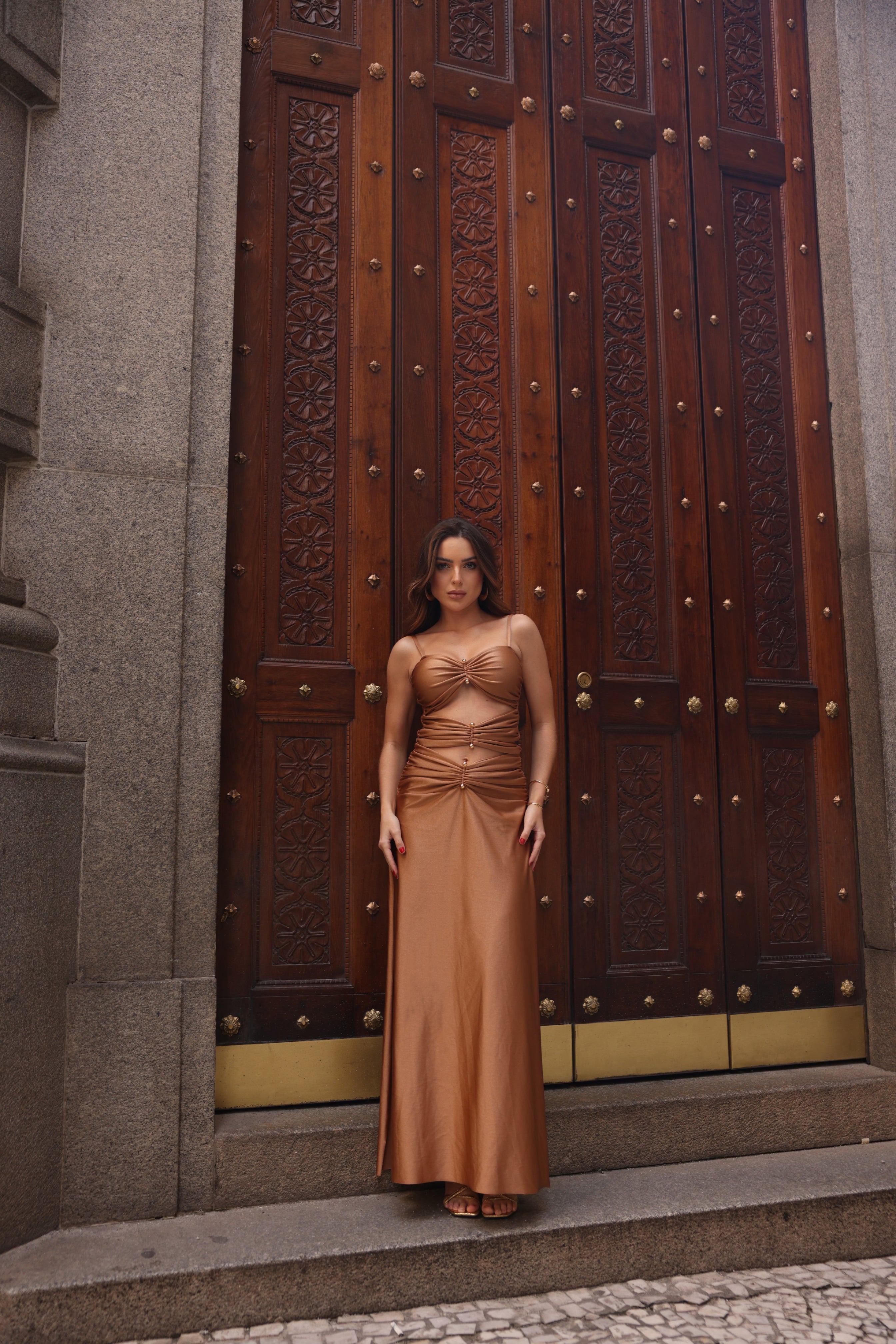 Vestido Turim - amendoa