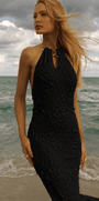 Vestido Julia Textura Decote Preto