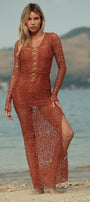 Vestido Alexia Argolas Tela Conhaque