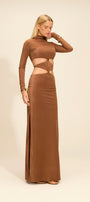 Vestido Âmbar Manga Longa Cappuccino