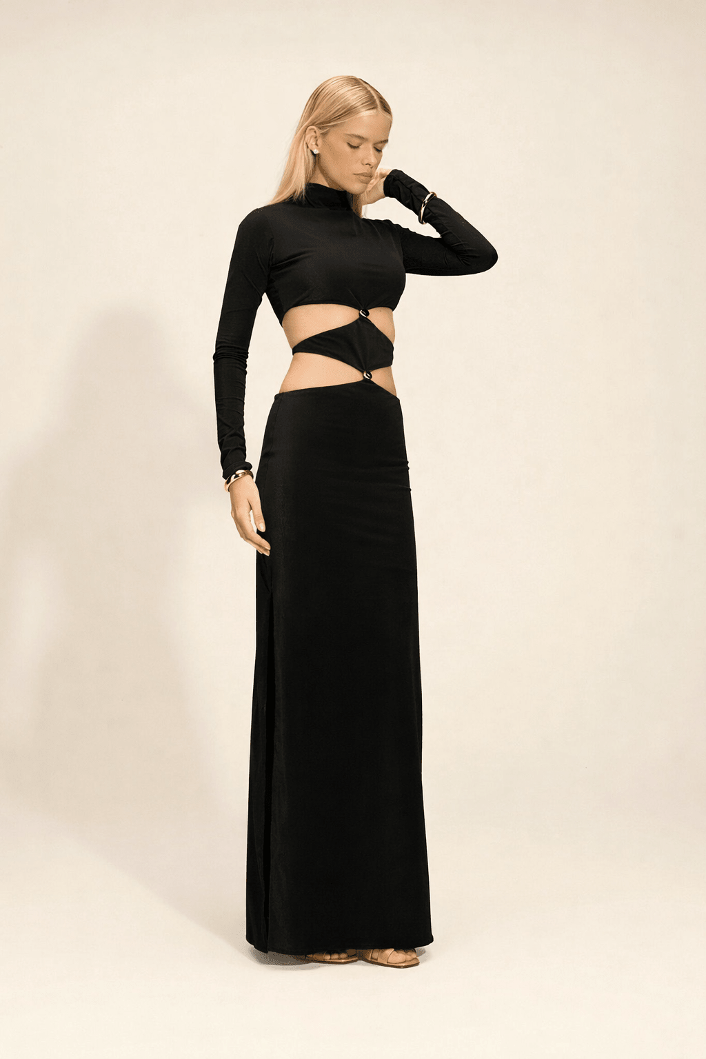 Vestido Âmbar Manga Longa Preto