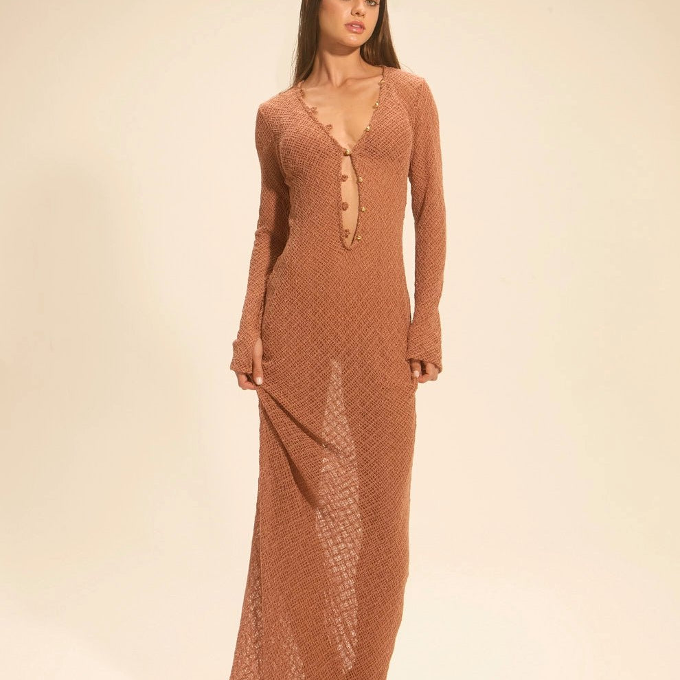Vestido Bunny Crochet Bronze