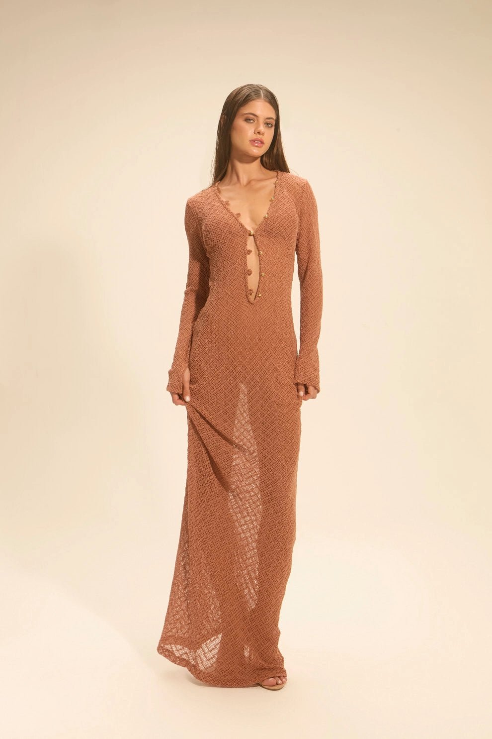 Vestido Bunny Crochet Bronze