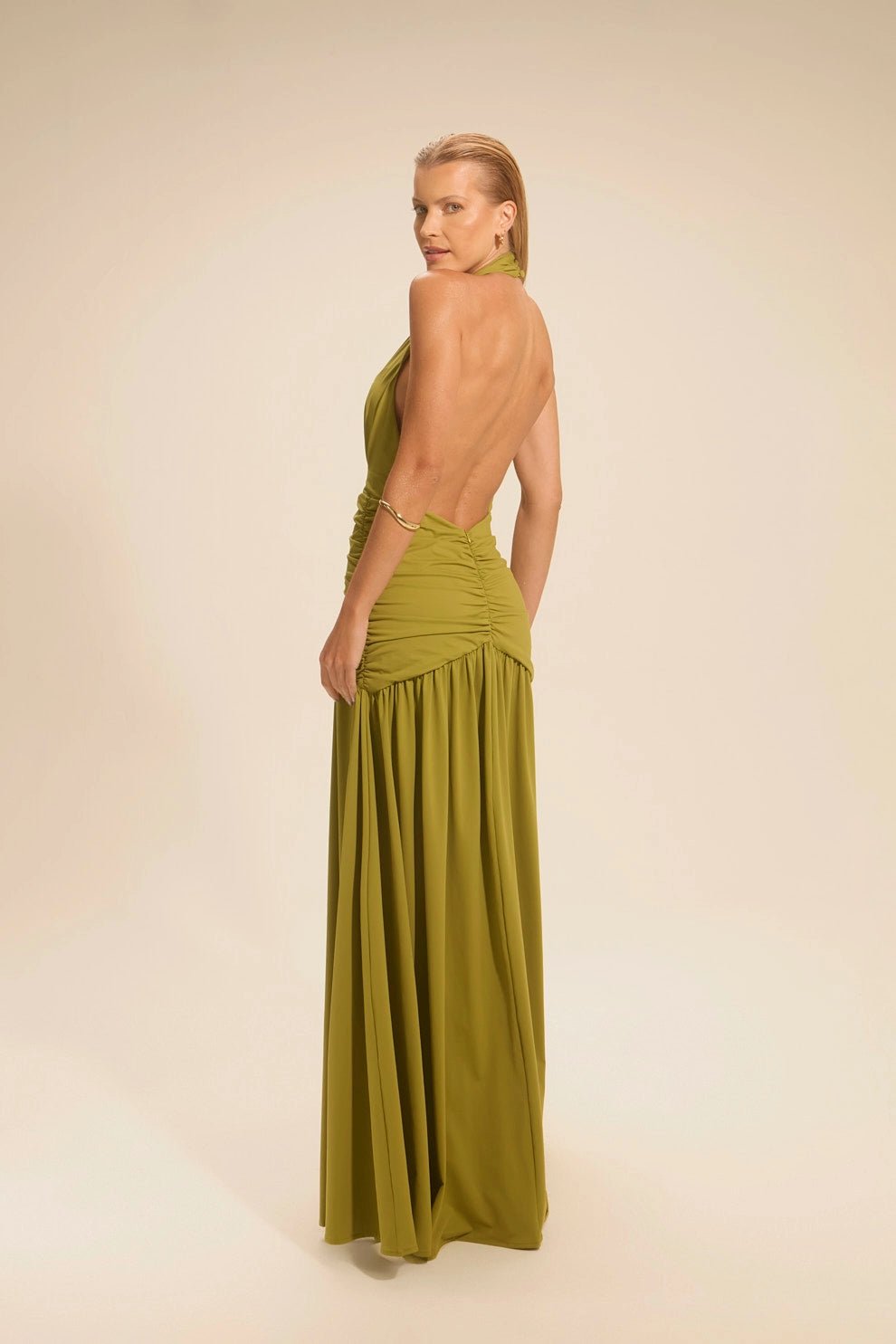 Vestido Gaia Longo Pistache