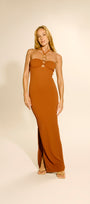 Vestido Mia 3 Elos Textura Conhaque