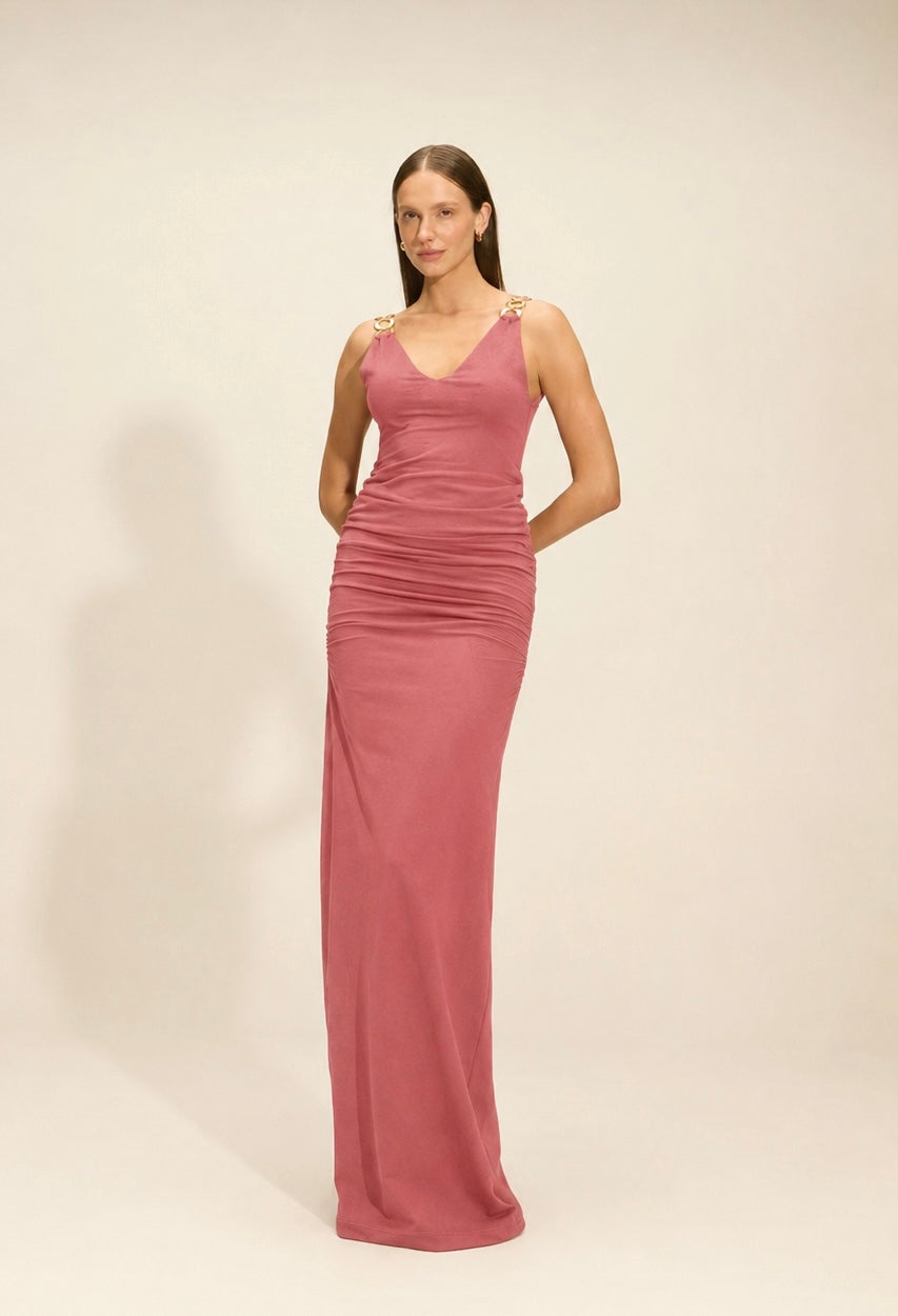 Vestido Névoa Longo Romã