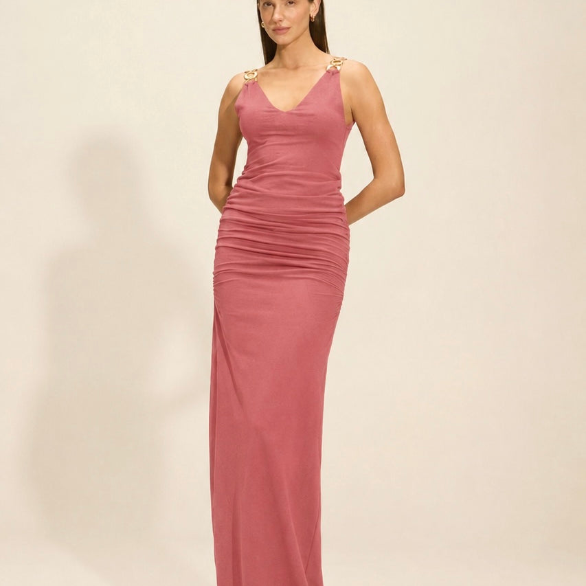 Vestido Névoa Longo Romã