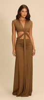 Vestido Longo Ocre Mascavo