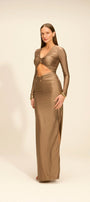 Vestido Tropicalia Longo Castanho