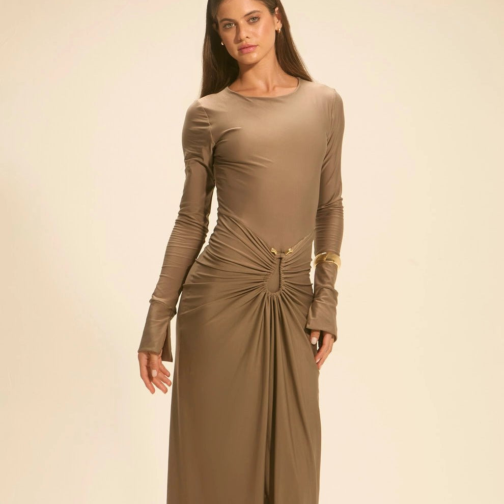 Vestido Venus Longo Castanho