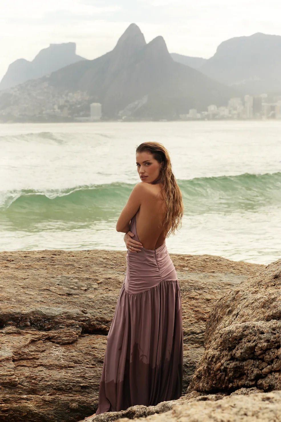 Vestido Gaia Longo Rosa