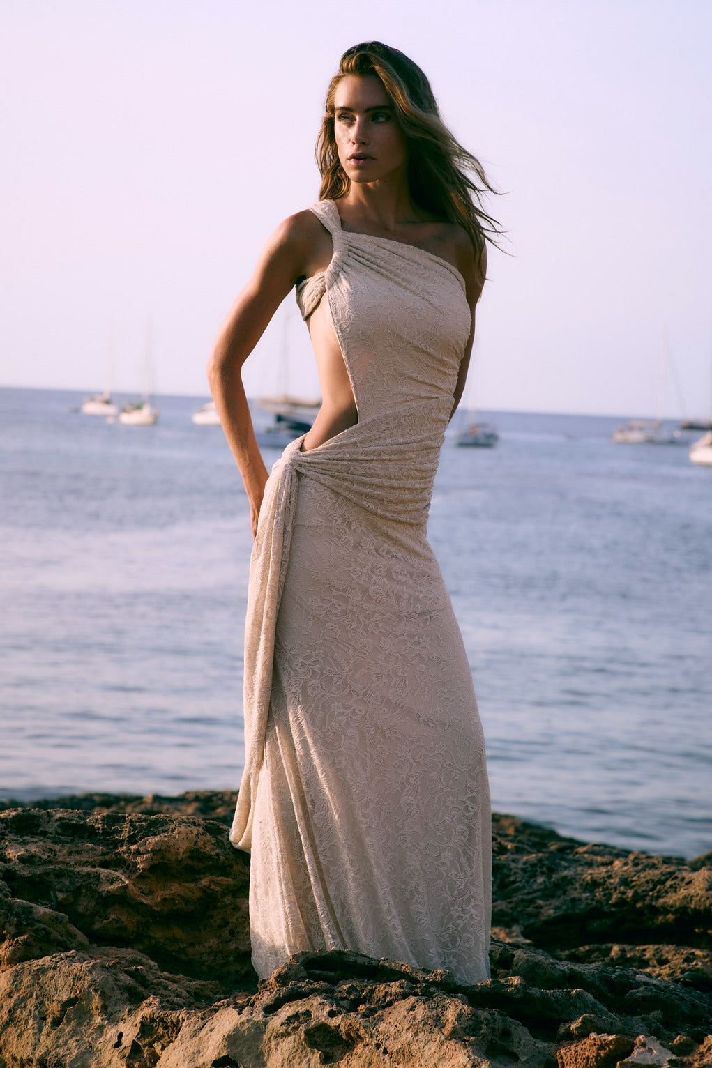 Vestido Longo Cosmo Renda Off White