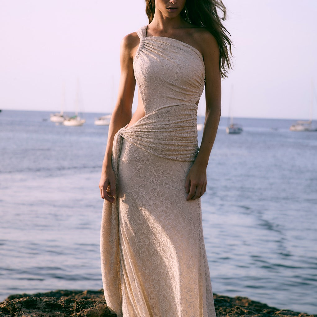 Vestido Longo Cosmo Renda Off White